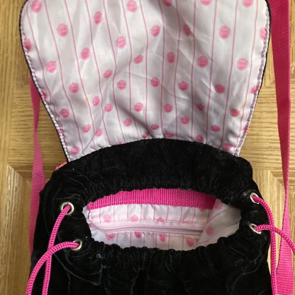 BSG Black Velvet Backpack w/ Hot Pink Straps - Picture 3 of 7
